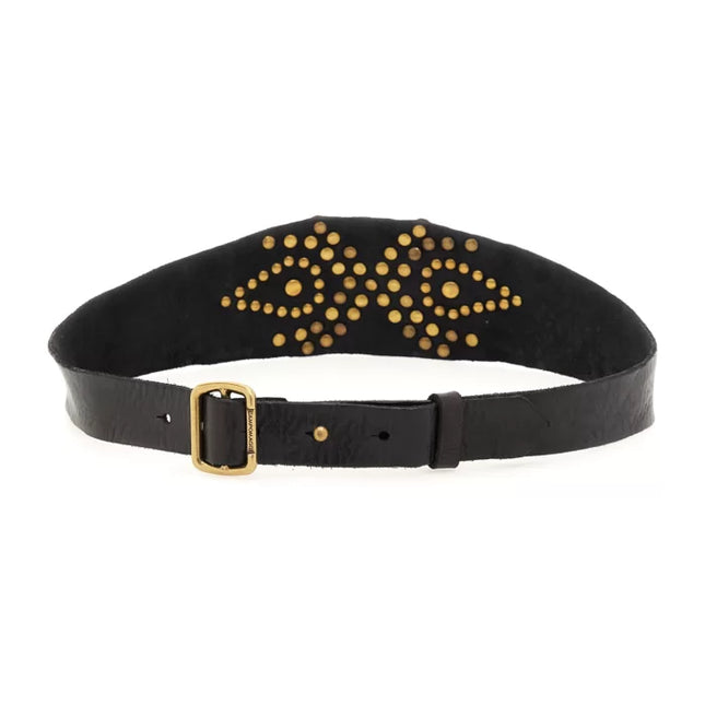 "Glam" Belt in black leather with studs