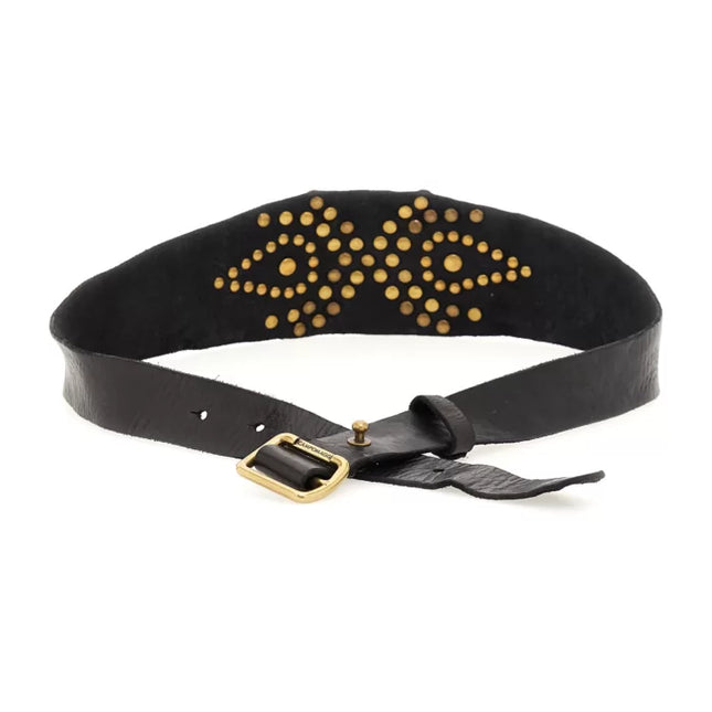 "Glam" Belt in black leather with studs