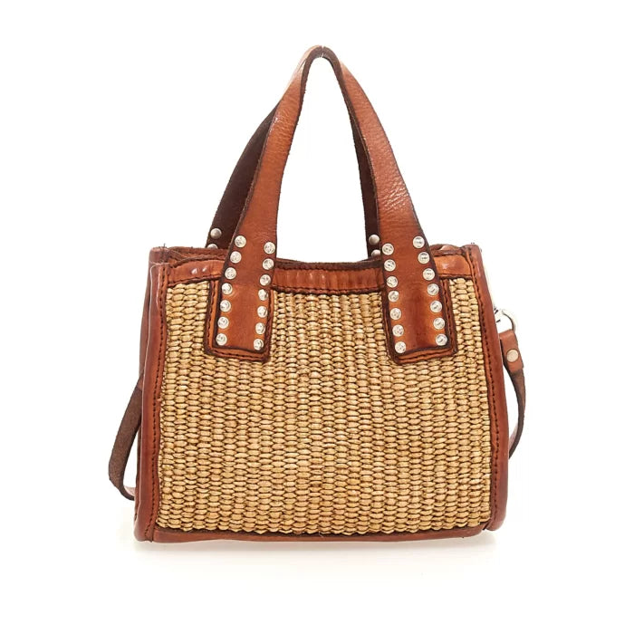 "Veracruz" in straw and cognac leather