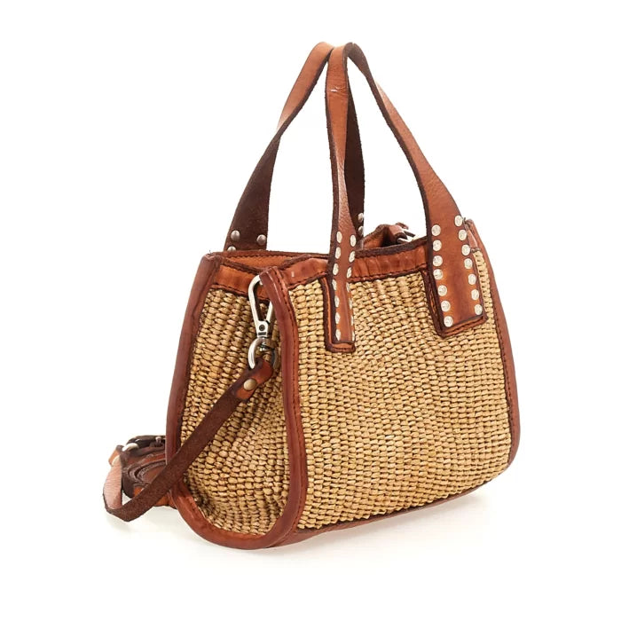 "Veracruz" in straw and cognac leather