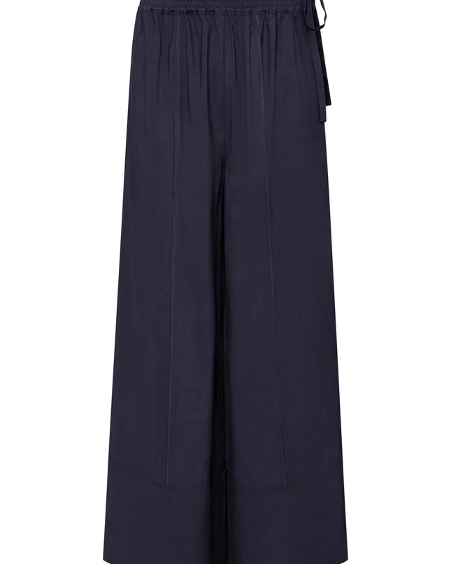 MARIE - Rayon Navy Trousers