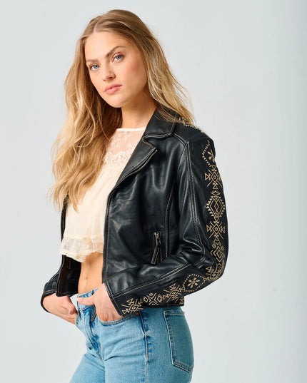 Cora RF Leather Jacket, Black