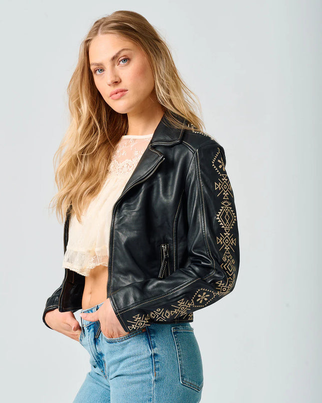 Cora RF Leather Jacket, Black