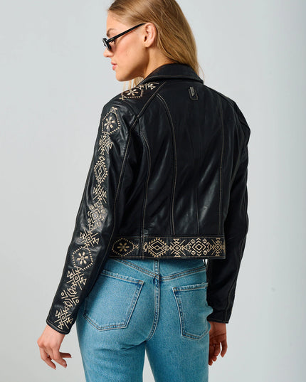 Cora RF Leather Jacket, Black