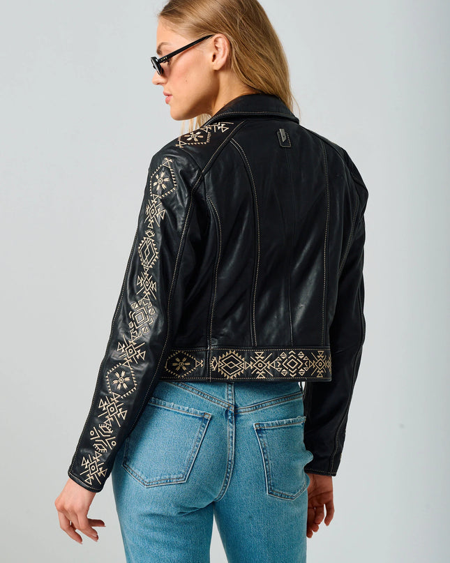 Cora RF Leather Jacket, Black