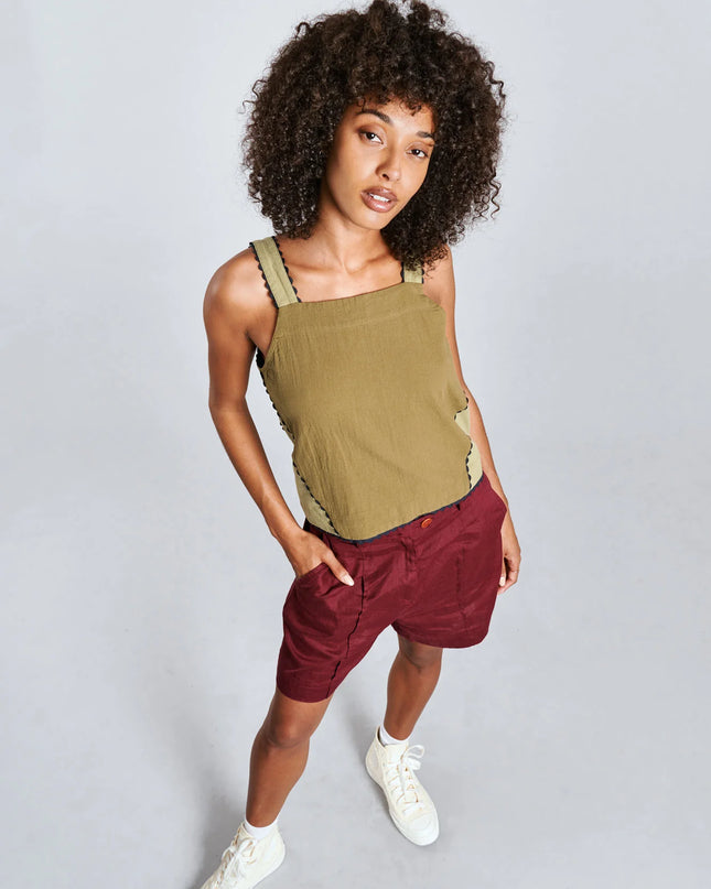 IRIS - Organic Cotton Patchwork Green Top