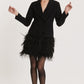 Black Feather Blazer Dress