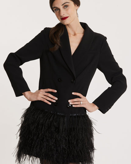 Black Feather Blazer Dress