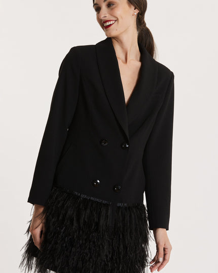 Black Feather Blazer Dress