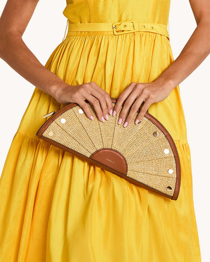 Shelley Clutch Cocoa Raffia/Gold