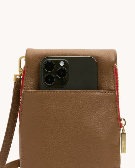 VIP Mobile Mahogany Pebble/Brushed Gold Red Zip