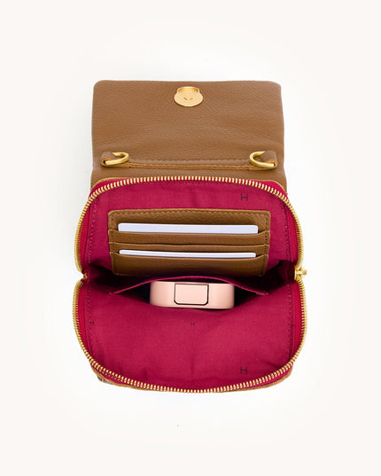 VIP Mobile Mahogany Pebble/Brushed Gold Red Zip