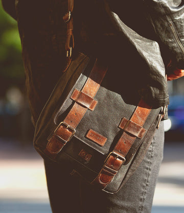Hue Leather Messenger Bag