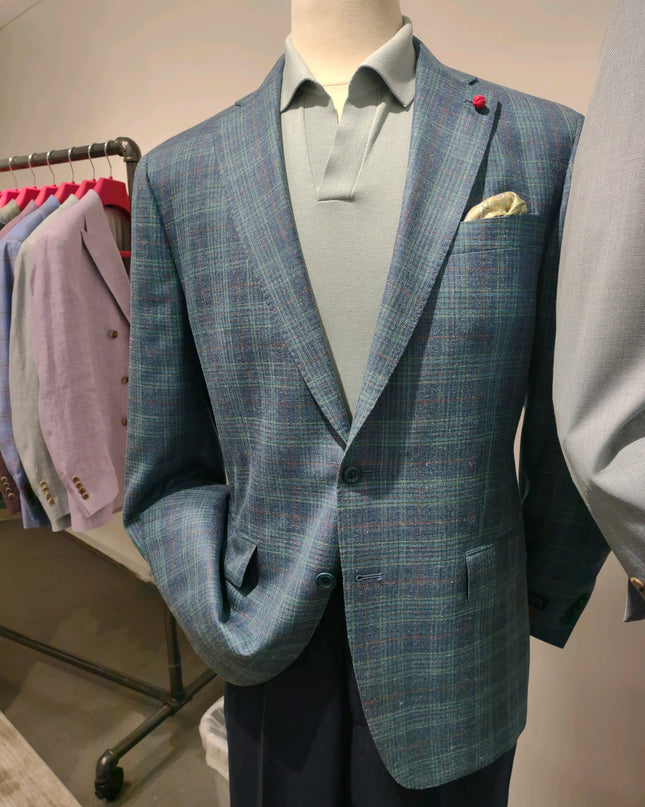Blue & Green Italian Wool/Silk Blend Sport Jacket
