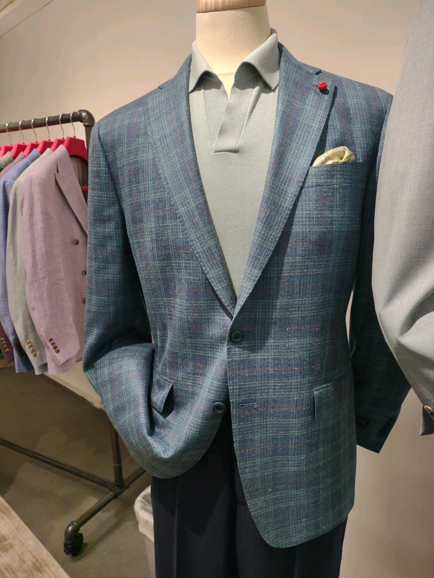 Blue & Green Italian Wool/Silk Blend Sport Jacket