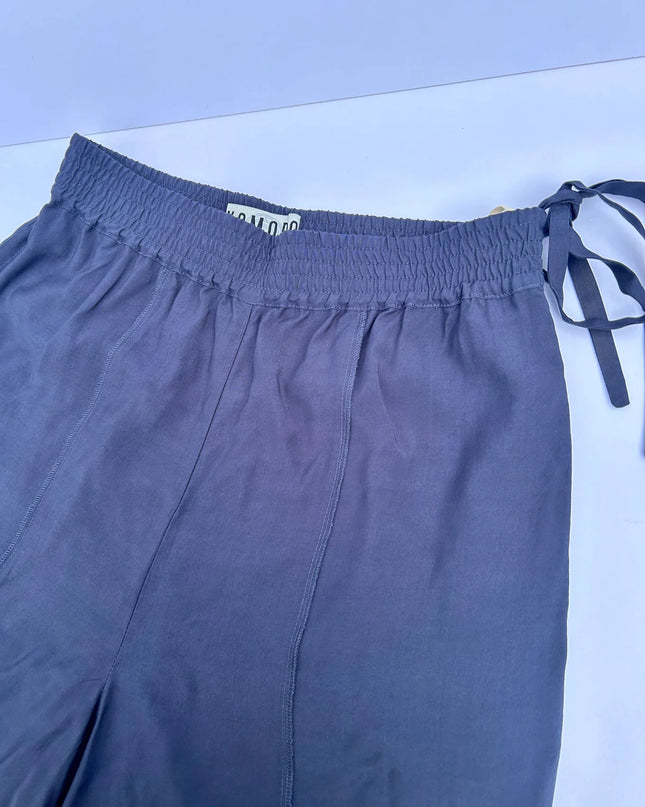 MARIE - Rayon Navy Trousers