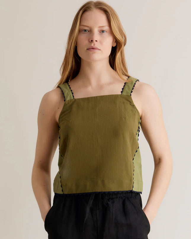 IRIS - Organic Cotton Patchwork Green Top