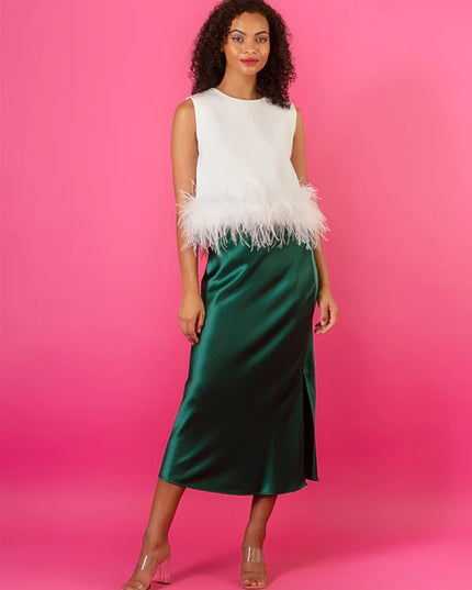 Sleeveless Cotton Top with Feathers