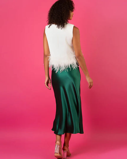 Sleeveless Cotton Top with Feathers
