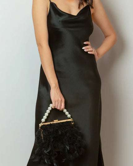 Satin Cowl Neck Dress