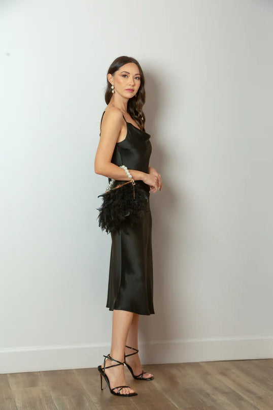 Satin Cowl Neck Dress