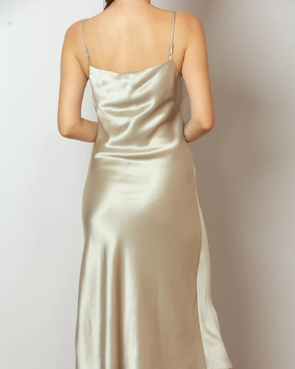 Satin Cowl Neck Dress