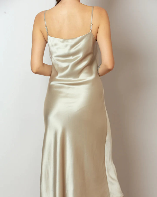 Satin Cowl Neck Dress