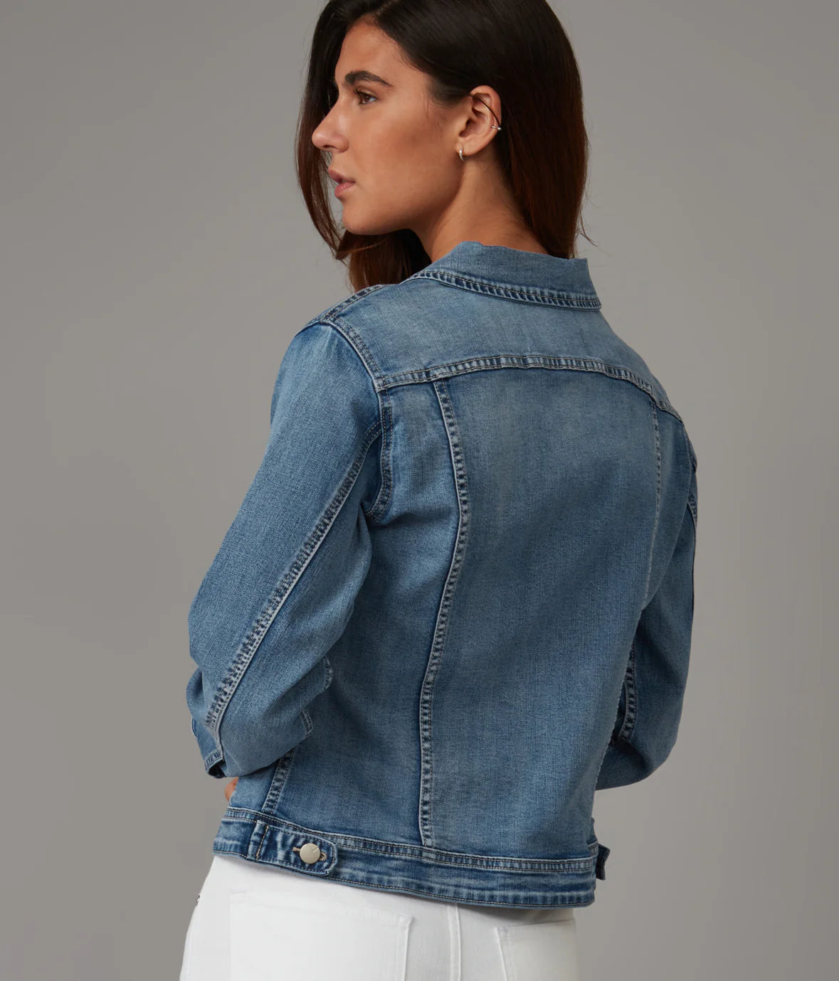 Gabriella Classic Denim Jacket Light Blue Distressed