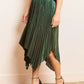 Green Metallic Pleated Skirt