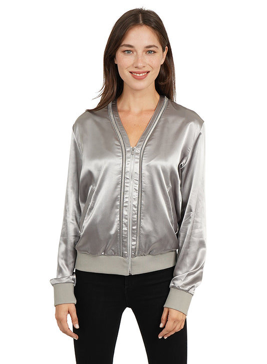 Satin Bomber - Silver