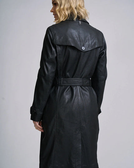 Leah CF Leather Trench Black