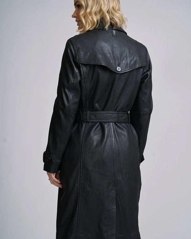 Leah CF Leather Trench Black