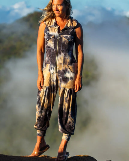 Angel Jumpsuit in Black & Tan