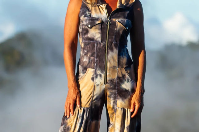 Angel Jumpsuit in Black & Tan