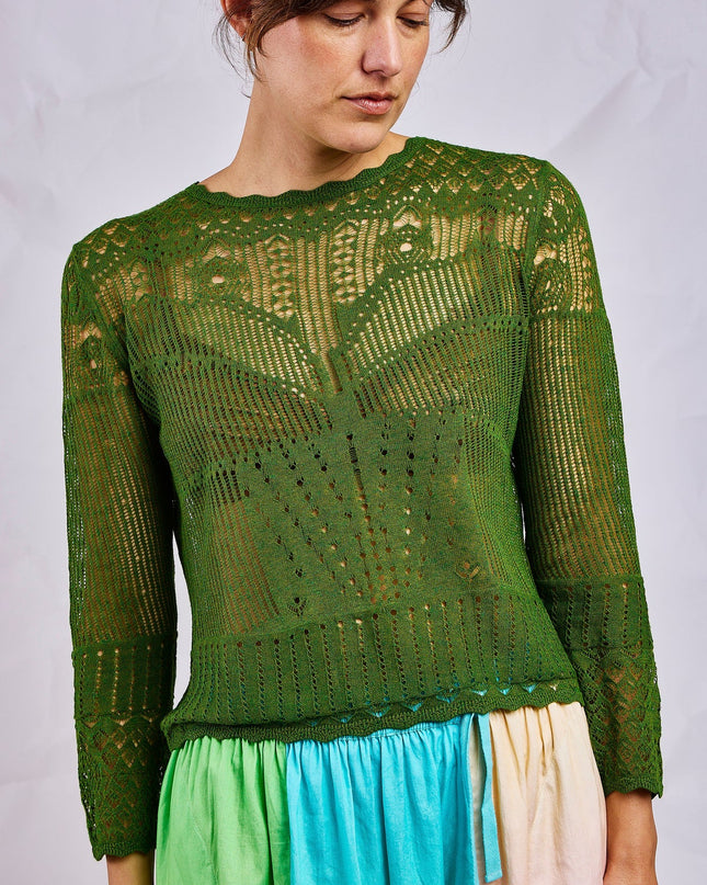 Palm Pointelle Lace Sweater