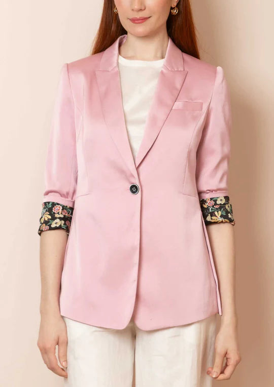 Bella Satin Blazer with Contrast Lining