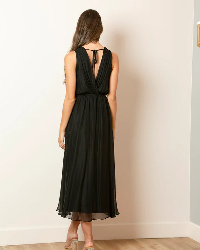 Mulberry Silk V-Neck Draped Dress