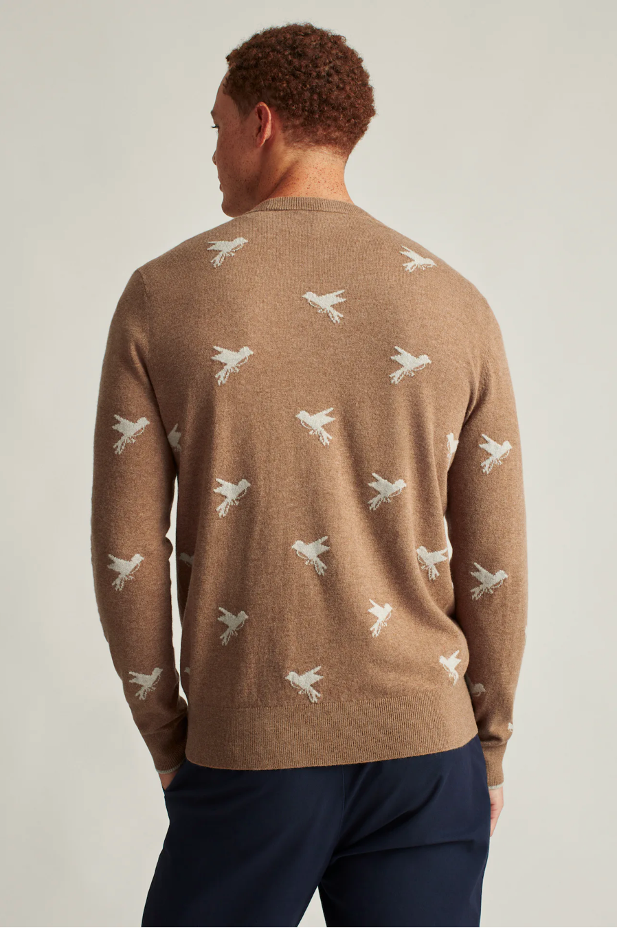 Bonobos All-Birds men's wool blend sweater. Limited edition birds sweater. Available at Rustic Chic Boutique Mackinac Island, Michigan