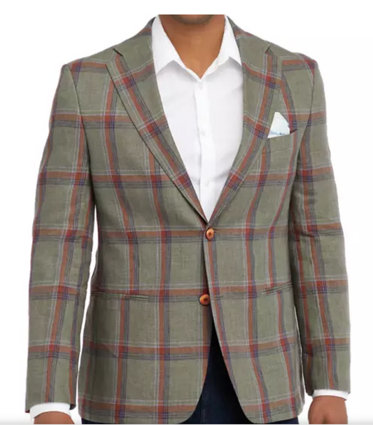 Lightweight summer sports jacket; Men's sport coat, blazer. Wool, silk, linen blend. Mackinac Island boutique