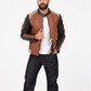 Mauritius Leather jacket. Men's moto-style leather jacket. Two-toned leather coat. Mackinac Island clothing store