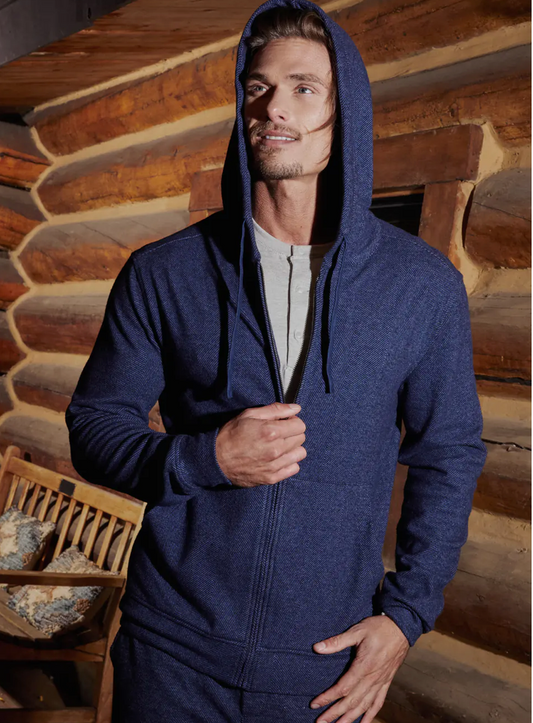 7Diamonds Men's herringbone zip-up hoodie. At Rustic Chic Boutique Mackinac Island, Michigan
