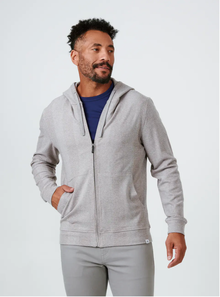 7Diamonds Men's herringbone zip-up hoodie. At Rustic Chic Boutique Mackinac Island, Michigan