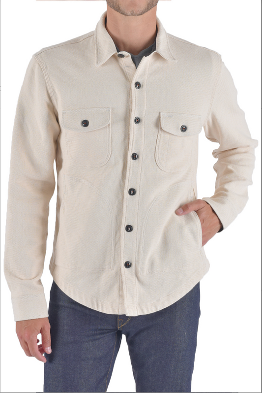 Hiroshi Kato overshirt. Inspired by the classic and rugged double pocket vintage workwear shirt. Shirt jacket, shacket. Made in USA