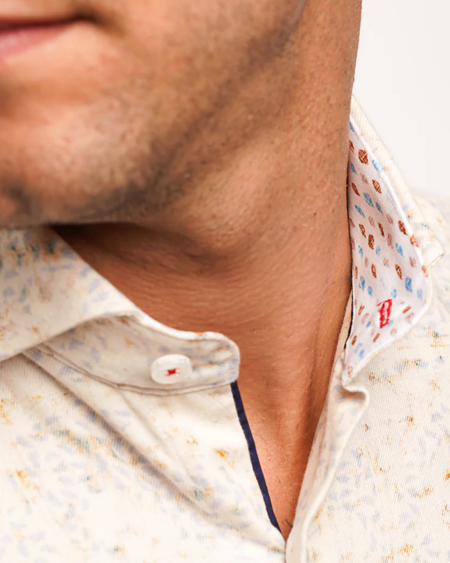 Premium Patterned Beige Sport Shirt LS