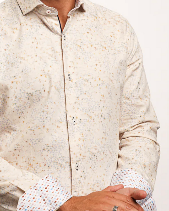 Premium Patterned Beige Sport Shirt LS