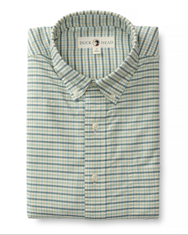 Seaboard Green Cotton Oxford Plaid LS
