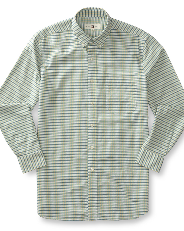 Seaboard Green Cotton Oxford Plaid LS