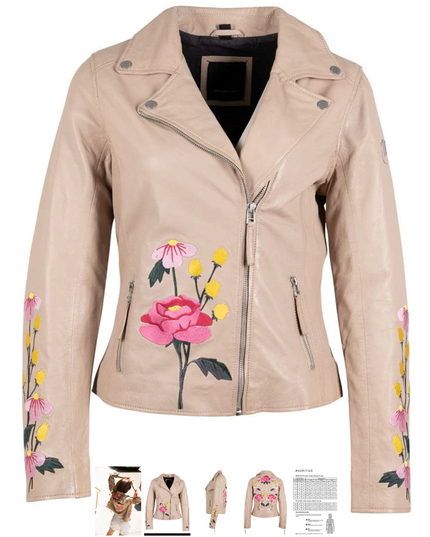Embroidered Peonie Moto Jacket