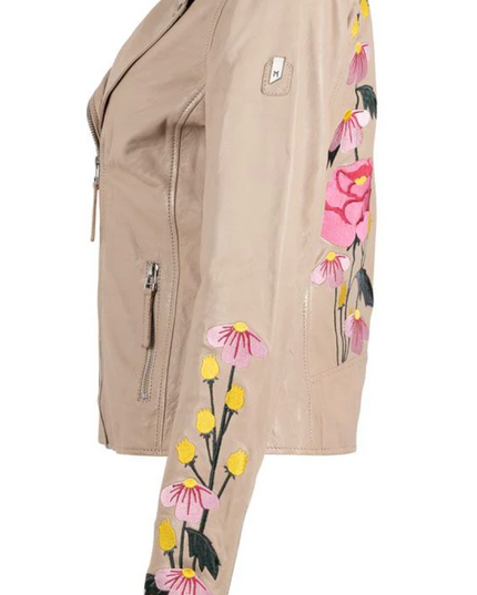 Embroidered Peonie Moto Jacket