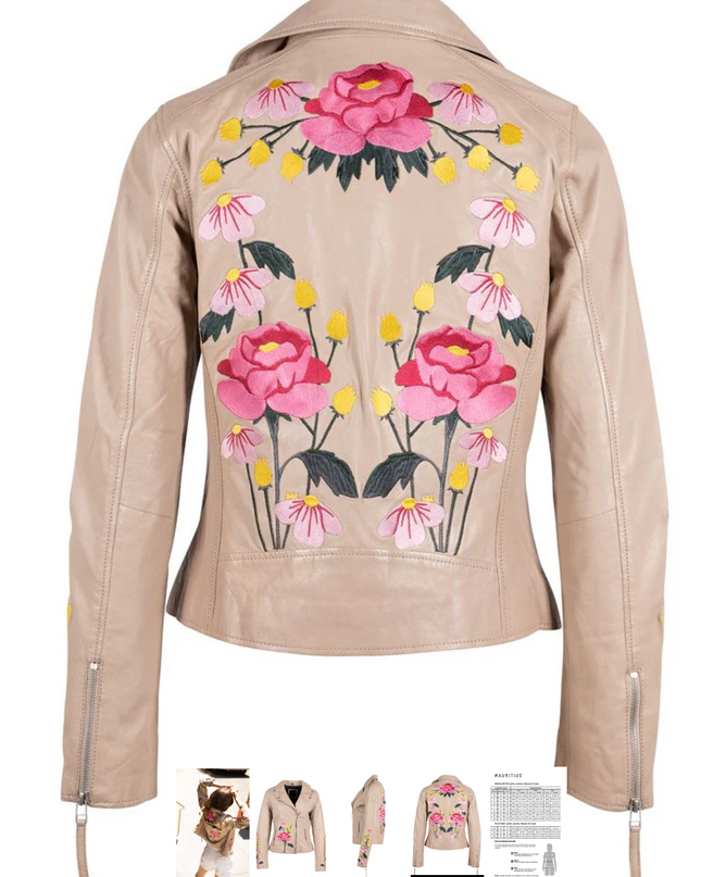 Embroidered Peonie Moto Jacket